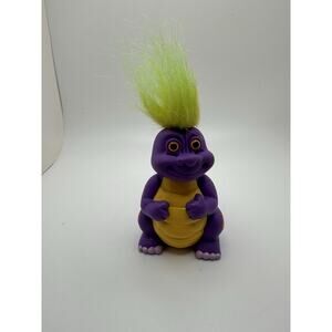 Vintage Russ Berrie Hatchlings Adorasaurus Dinosaur Troll Doll Figure 3.5" Purpl